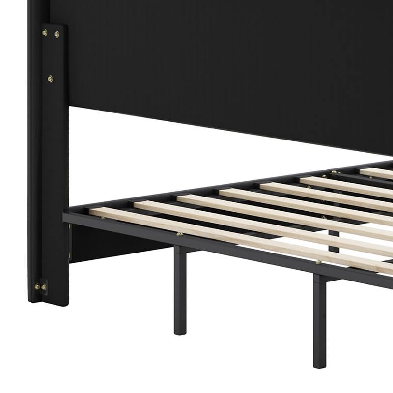 Modern PU Leather Upholstered Platform Bed - No Box Spring Needed