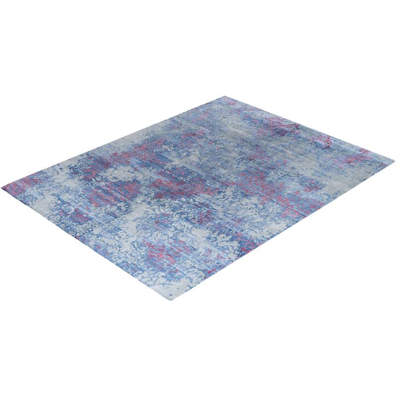 Modern One-of-a-Kind Hand-Knotted Area Rug - Gray, 9' 2" x 11' 10" - 9' 2" x 11' 10"