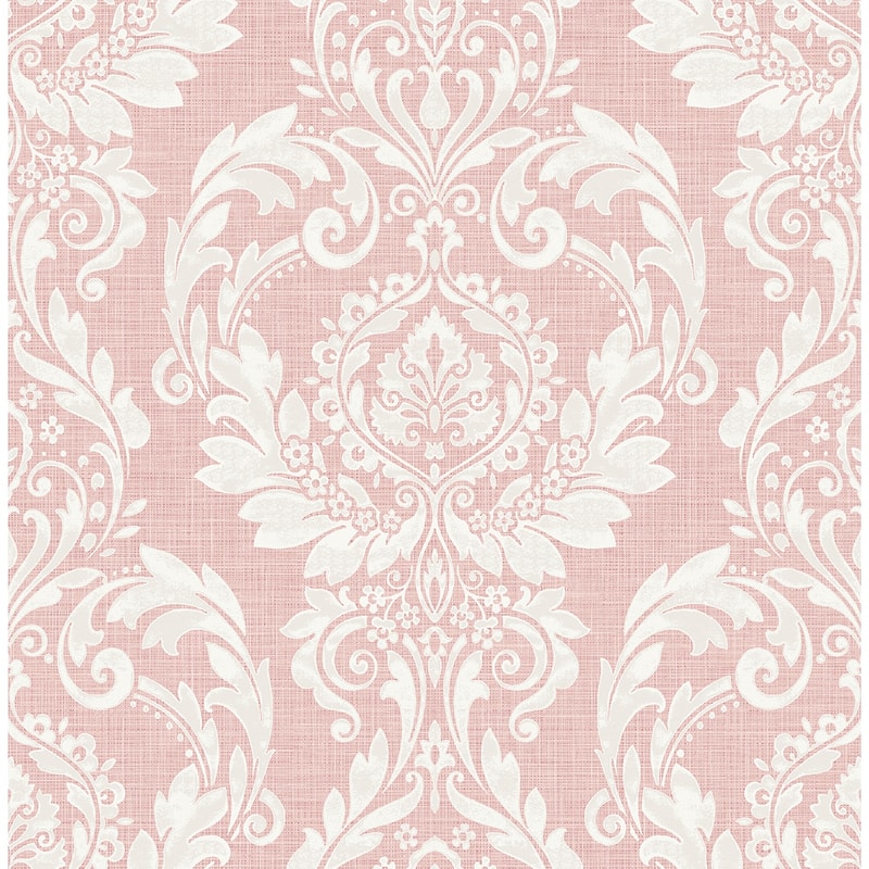 NextWall Cora Damask Peel and Stick Wallpaper - 20.5 in. W x 18 ft. L - 20.5 in. W x 18 ft. L - Light Pink