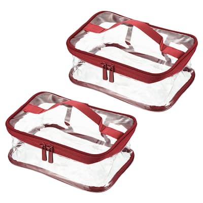 2Pcs 8.3"x5.9"x3.5" Clear PVC Toiletry Makeup Bag with Zipper Handle