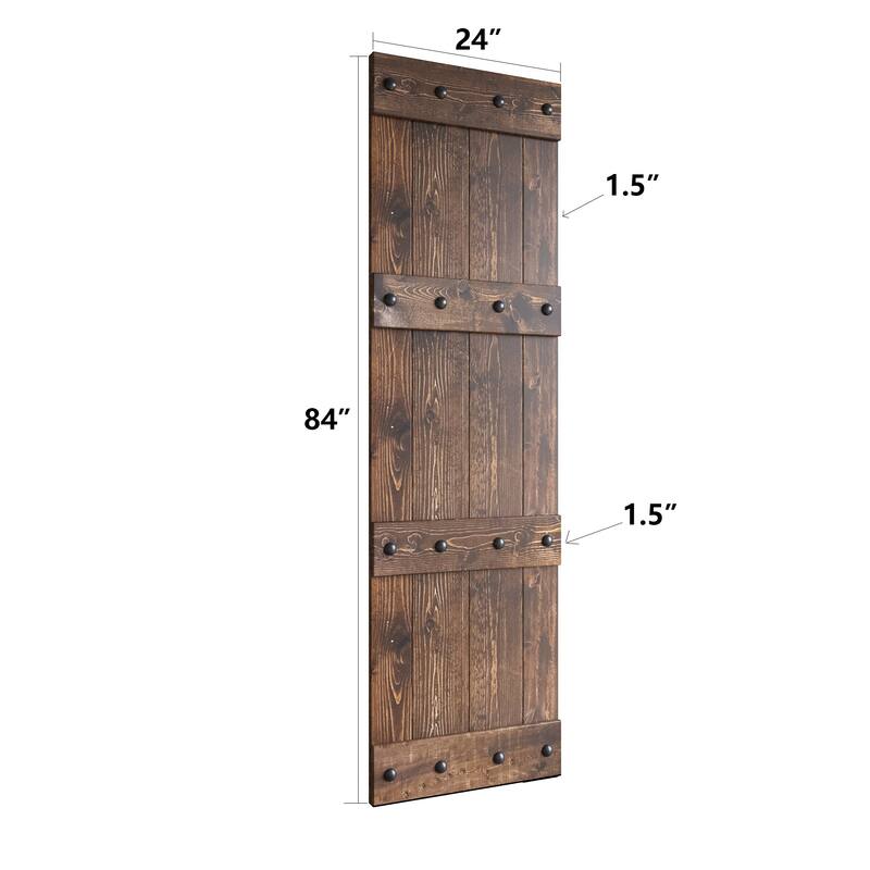 Coast Sequoia 24in./30in./36in. x 84in. Castle Series Pine Wood Sliding Barn Door With Hardware Kit