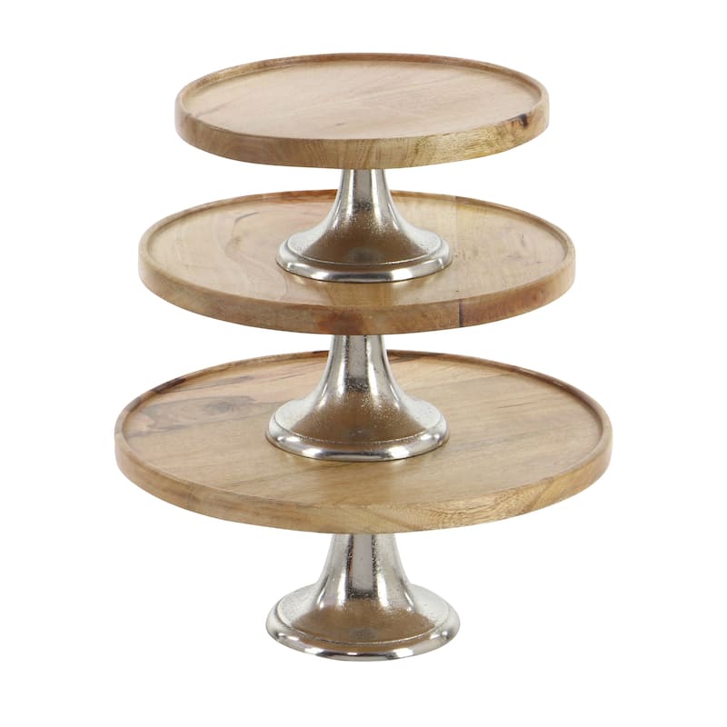 Modern Wood Natural Cake Stand (Set of 3)