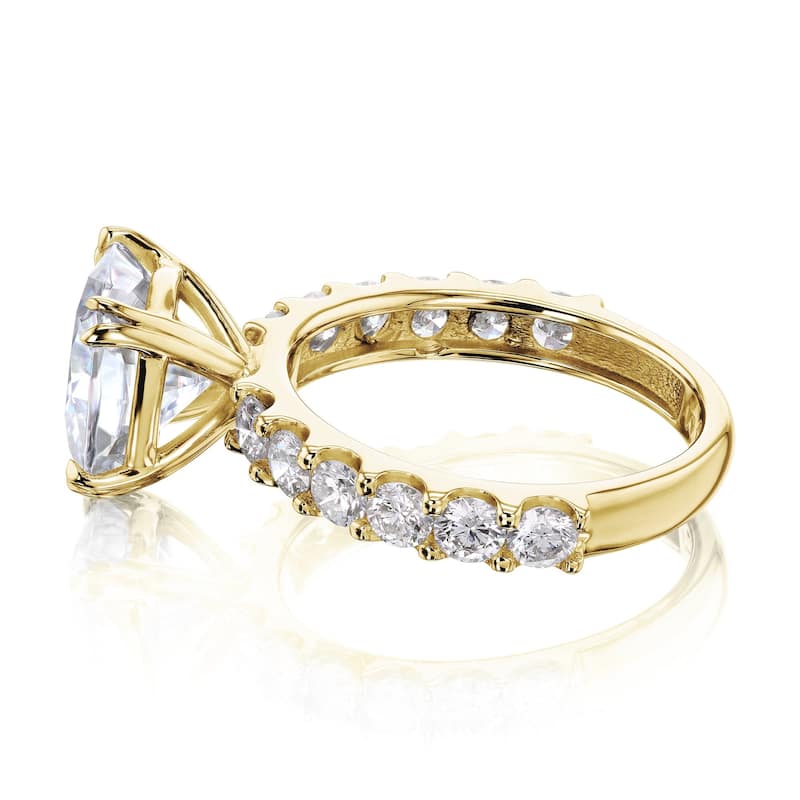 Kobelli 3.90 Carats Lab Grown Diamond Certified 14k Solid Gold Cushion-cut Wide Band Lorette Engagement Ring (EF/VS)