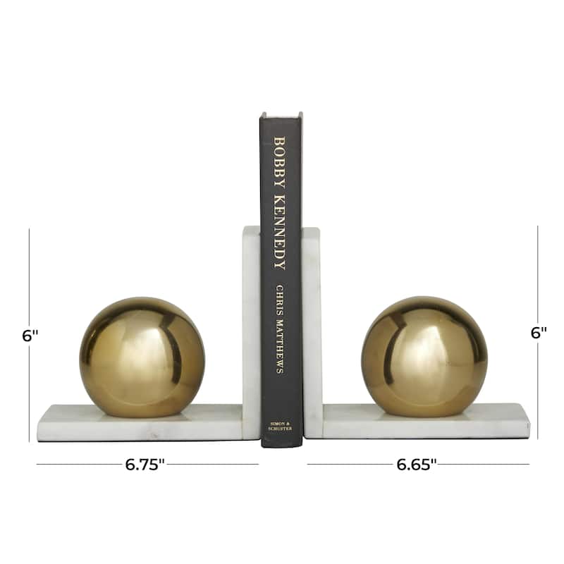 Marble Orb 7 lbs Decorative Bookends - Set of 2 Black or Gold - CosmoLiving by Cosmopolitan