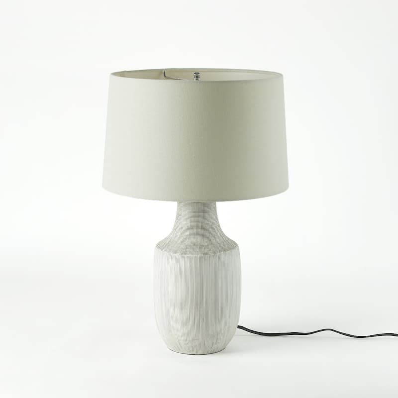 Ophelia Table Lamp-Black & White Grid Porcelain Ceramic