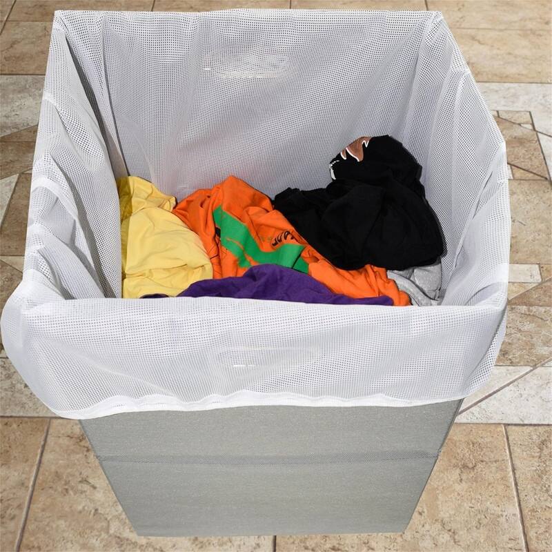 Large Laundry Hamper With Laundry Bag Premium Durable Fabric - 15.74"L x 15.74"W x 25.6"H