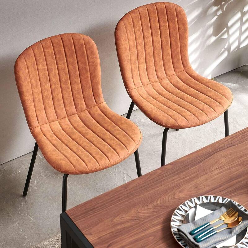 Howtai Upholstered Dining Chairs,Vintage PU Leather Accent Side Chairs
