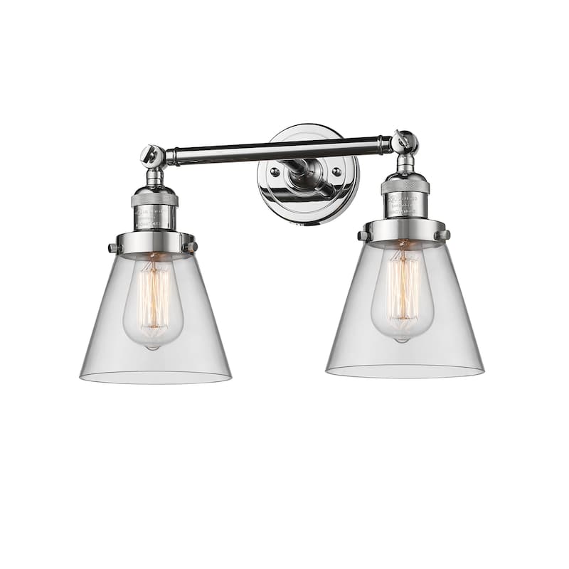 Innovations Lighting Small Cone 2 Light 16" Wide Bathroom Vanity Light - Polished Chrome / Clear