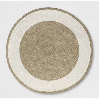 6x6 Feet Ivory Beige Neutral Bordered Outdoor & Indoor Area Rug - 6' x ...