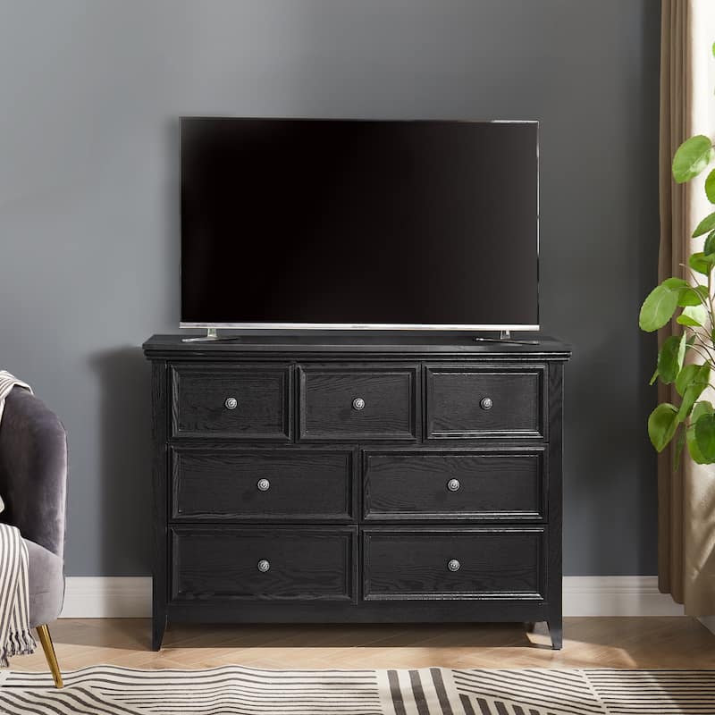 Farmhouse Modern 7-Drawer Horizontal Dresser, Cabinet, Storage Clothes, Storage Drawers Cabinet for Living Room