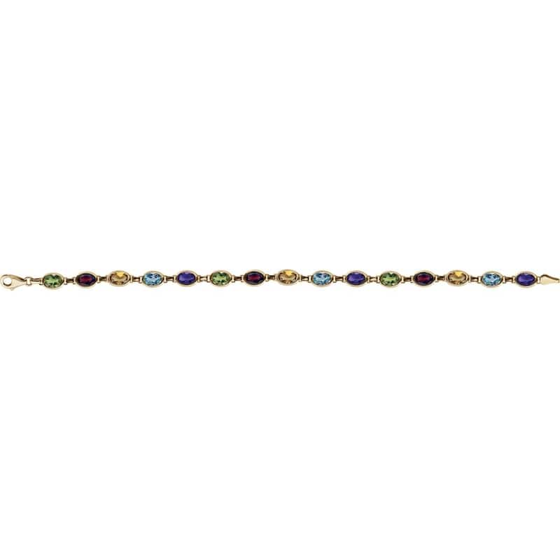 Curata 14k Yellow Gold Multi Gemstone 7.25 Inch Bracelet