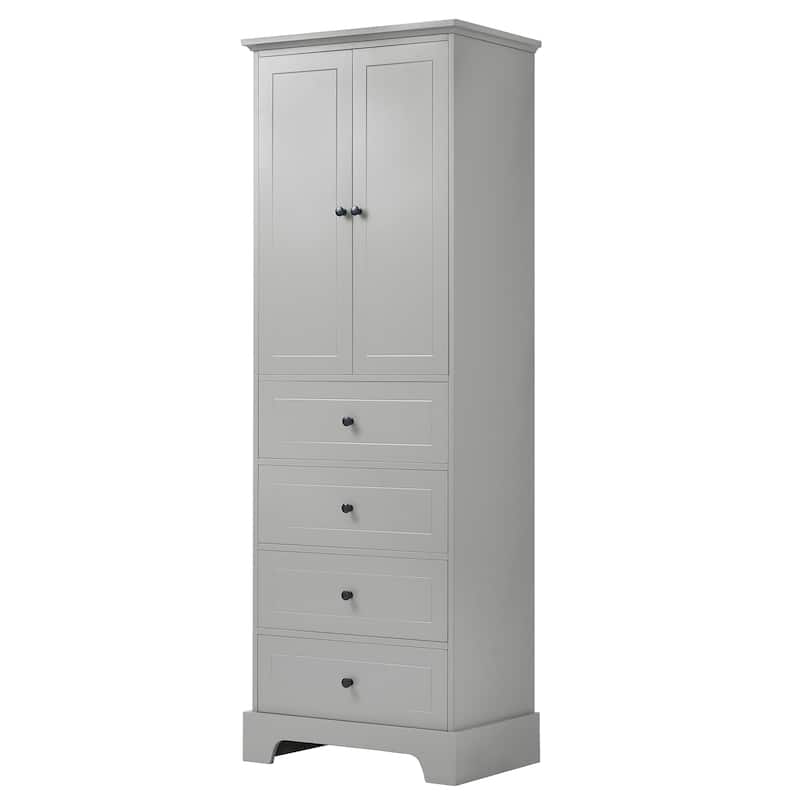 Storage Cabinet with 2 Doors and 4 Drawers for Bathroom Office
