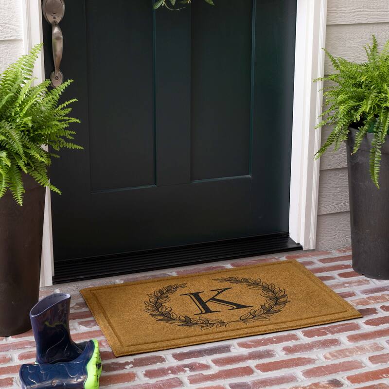 Mohawk Home Monogram Initial Faux Coir All Weather Recycled Rubber Door Mat