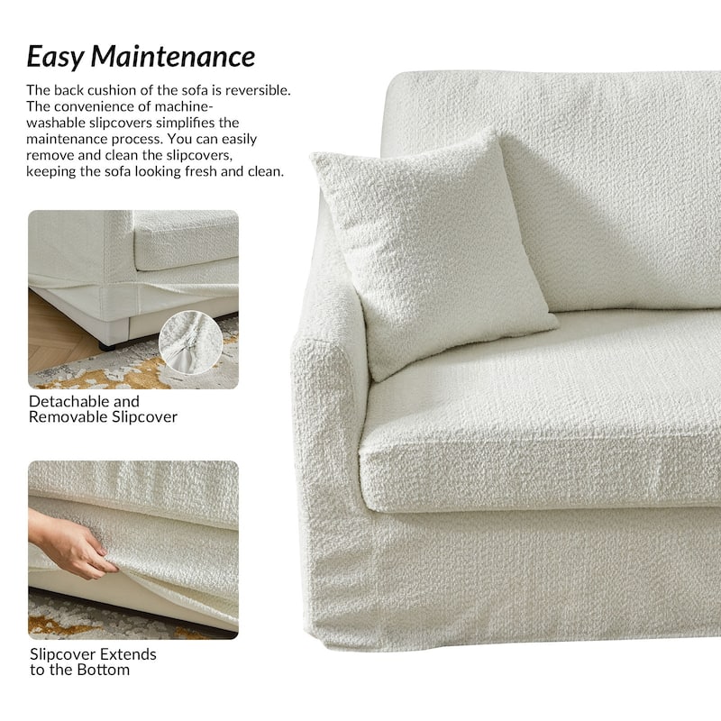 Volkhard 80.5" Modern Slipcovered Sofa With Removable Back Cushion By HULALA HOME
