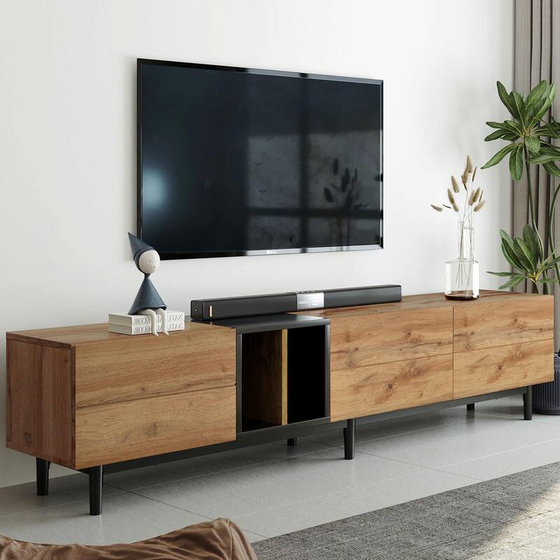 3 Doors TV Stand for TVs Up to 80", Flat Screen TV Console Media Cabinet with Large Storage Cabinet, Home Entertainment Center