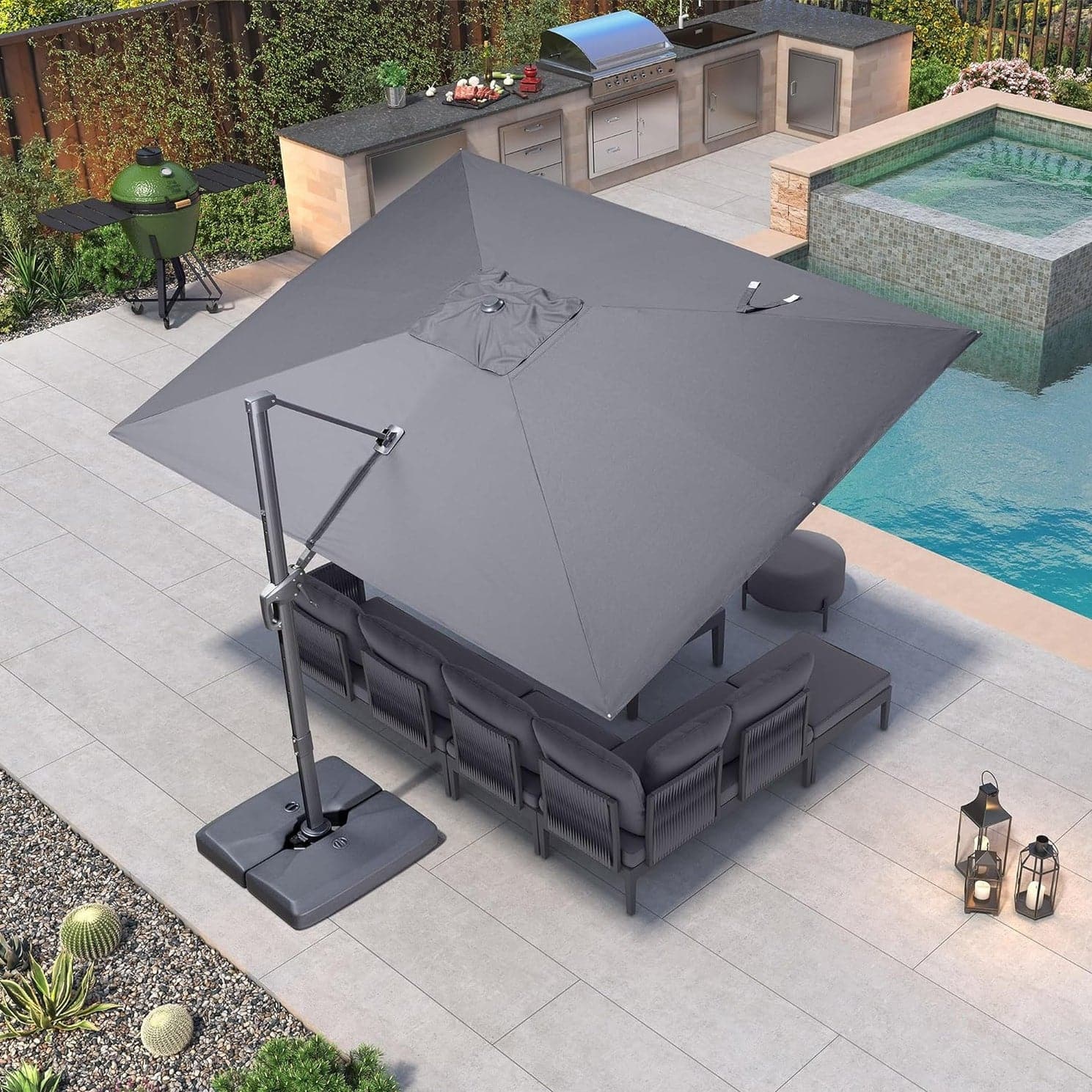 graphite cantilever patio umbrellas PURPLE LEAF Umbrella 10' X 10' Rectangle Umbrella Large Aluminum Outdoor with 360-degree Rotation & UPF40+ Premium Fabric for Deck Pool Garden Yard, Grey : Patio PURPLE LEAF has been dedicated to delivering high Crestlive Products 11-ft Aluminum Gray