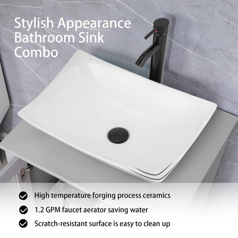 48" Bathroom Vanity Set Vessel Sink Faucet W/ Small Cabinet Combo