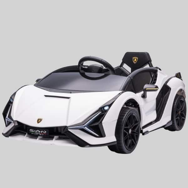slide 2 of 2, Kids 12V Lamborghini SIAN Ride-On Car, Electric Sports Car with Remote Control, Headlights, Music, Ages 3-5 White
