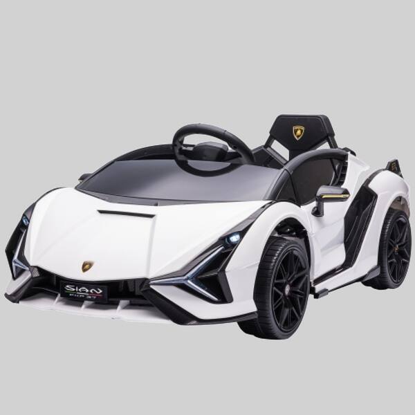 slide 2 of 2, Licensed Lamborghini SIAN 12V Electric Kids Ride On Sports Car, Remote Control, Music, & Lights White