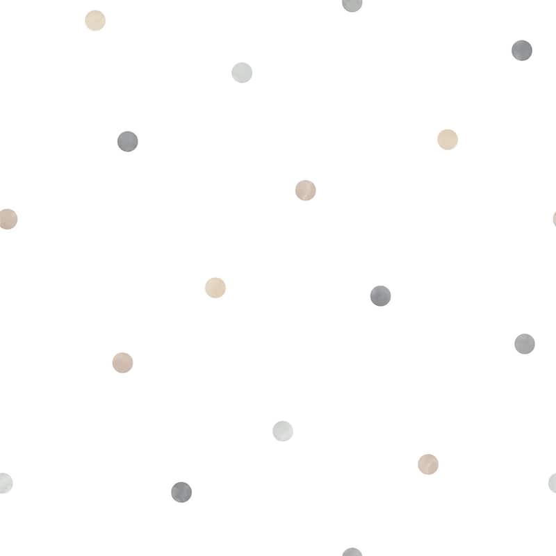 Galerie Wallcoverings Tiny Tots 2 Polka Dots Non-woven Matte Wallpaper Roll - 33 feet x 21 inches - Beige/Grey/Tan