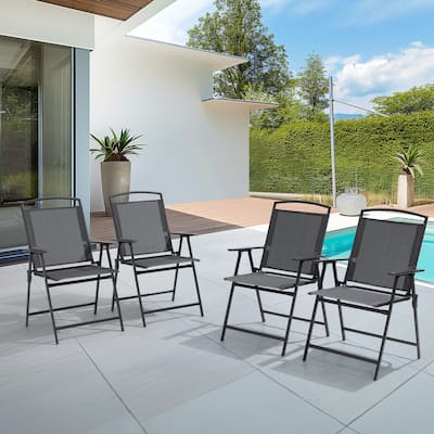Pellebant Set of 4 Patio Folding Chairs Outdoor Portable Dining Chairs