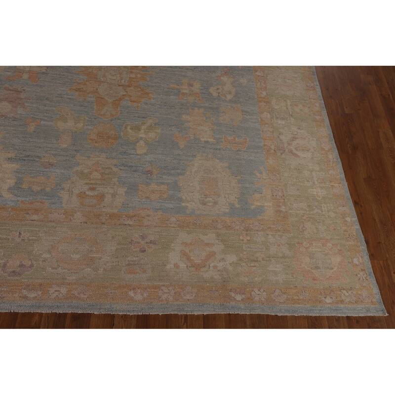 Blue Oushak Turkish Area Rug Handmade Vegetable Dye Wool Carpet - 7'10"x 10'0"