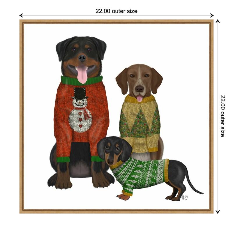 Christmas Dogs Ugly Sweater Competition by Fab Funky Framed Canvas Wall Art