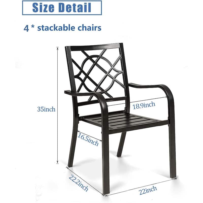 Outdoor Patio Metal Stackable Dining Chairs with Armrest Set of 4/6