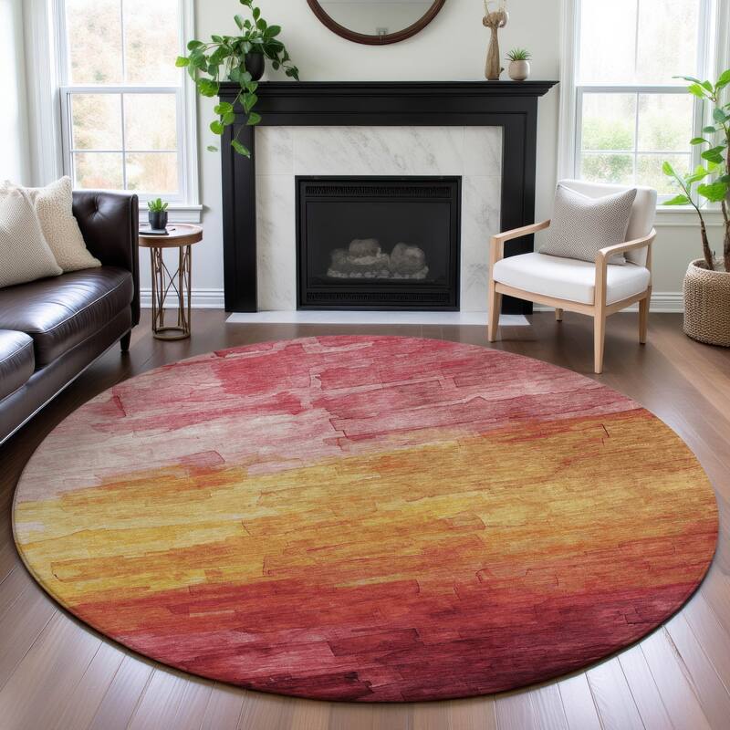 Premium Washable Super Soft Ombre Brushstrokes Mayfield Rug - Blush - 8' x 8'