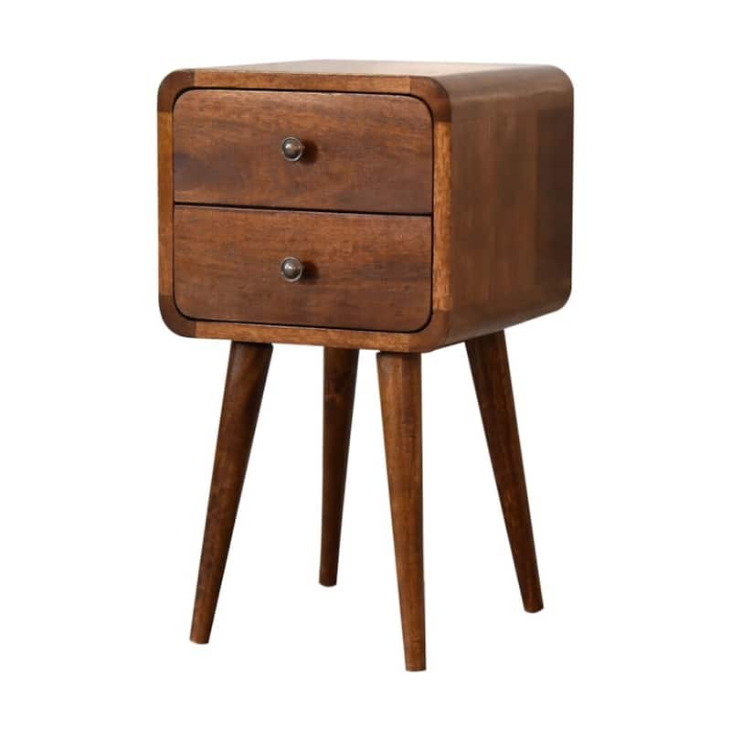 Artisan Furniture Solid Wood Mini Chestnut Curved Nightstand