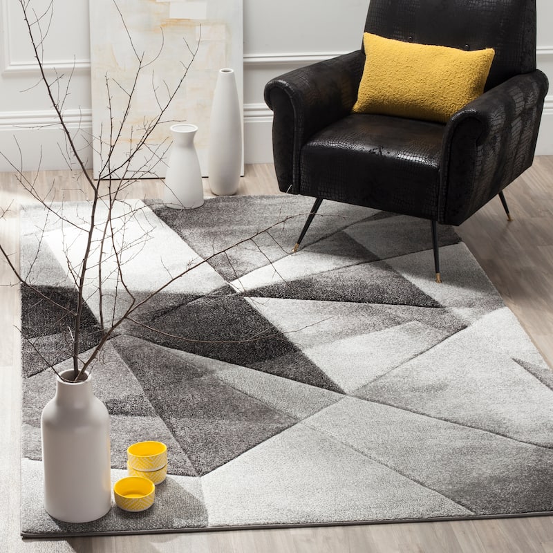 SAFAVIEH Porcello Nagore Mid-Century Modern Abstract Rug - 10'6" x 14' - Light Grey/Charcoal