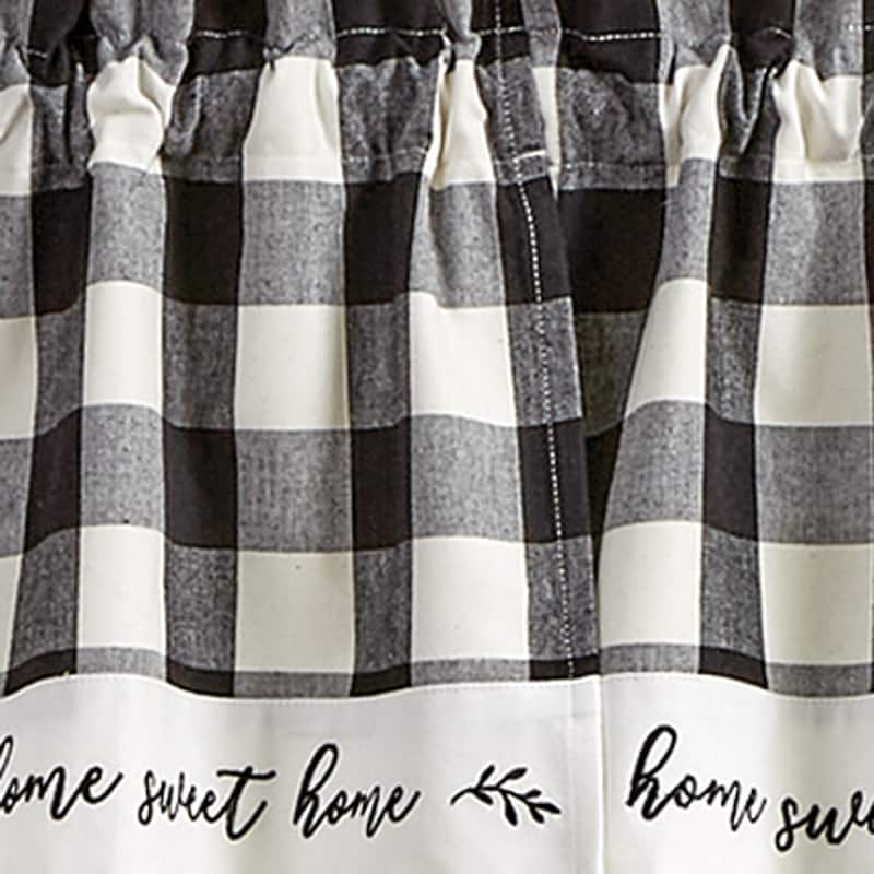 Park Designs Buffalo Check Home Lined Black and Cream Swags 72" x 36" - 72" X 36"