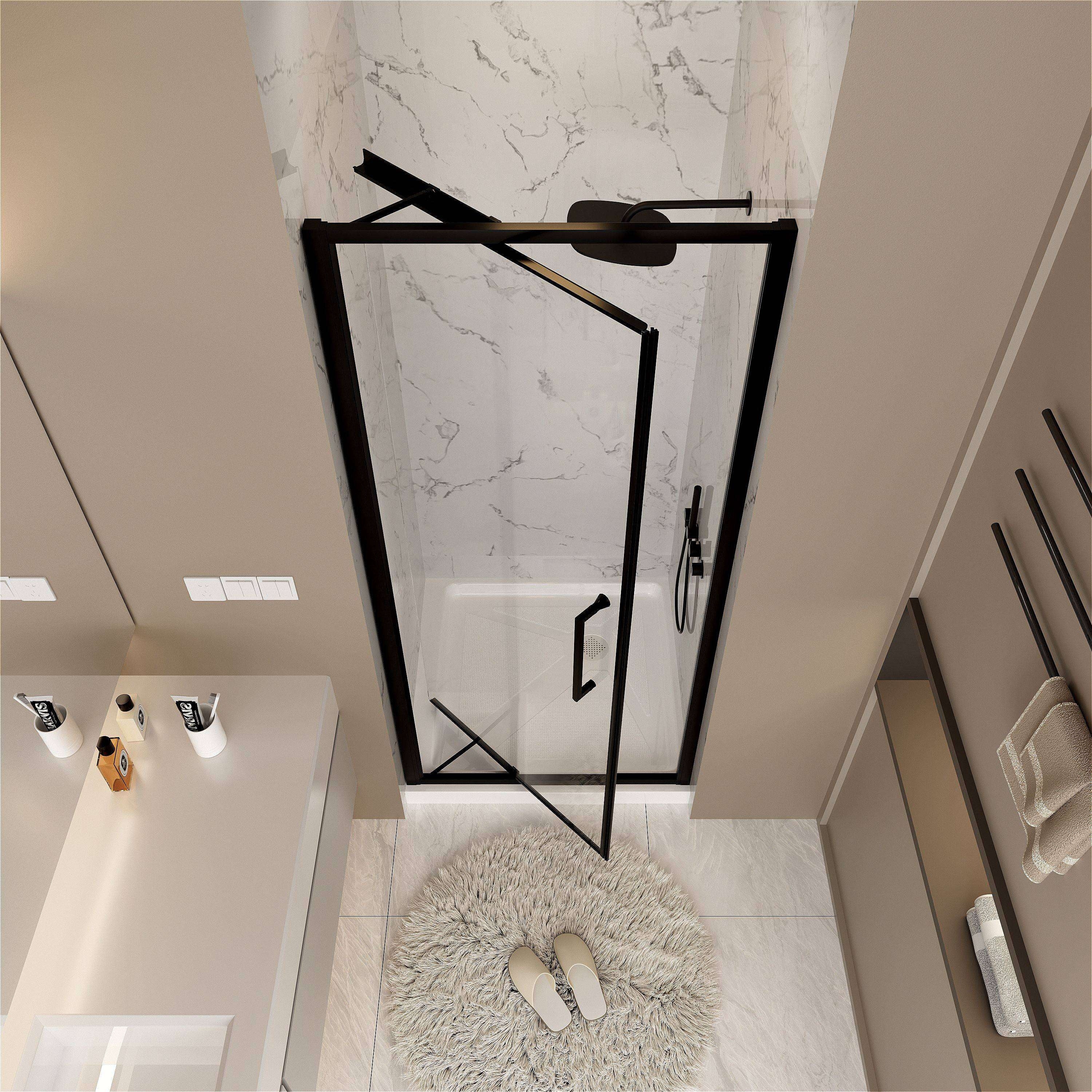 i-Homare 35-36" W x 72" H Semi-Frameless Pivot Shower Door with Clear Tempered Glass