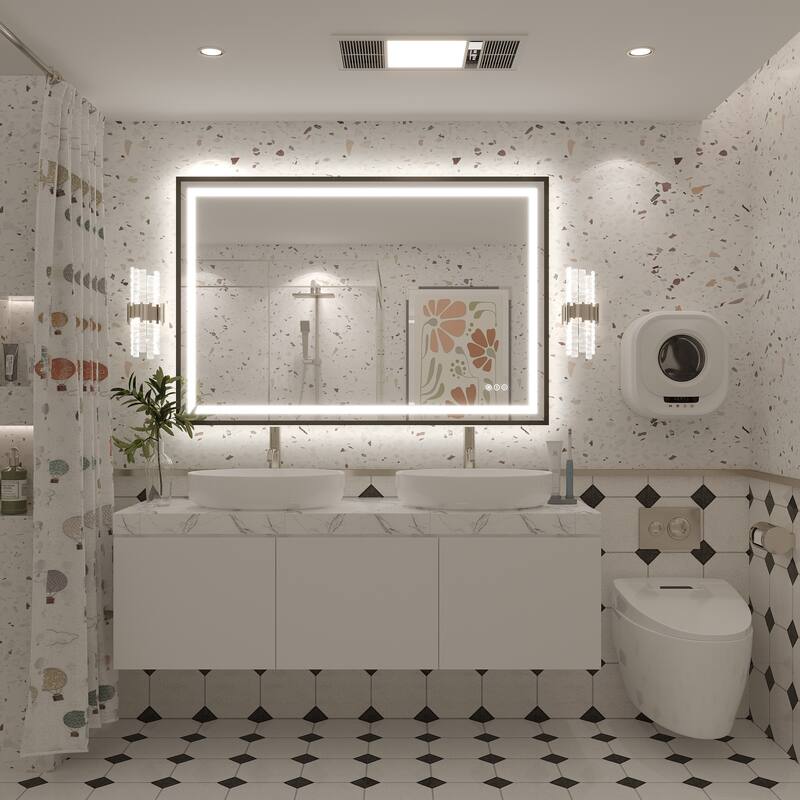 KIOTEE 24V Ultra-Bright LED Bathroom Mirror, Anti-Fog, Tempered Glass