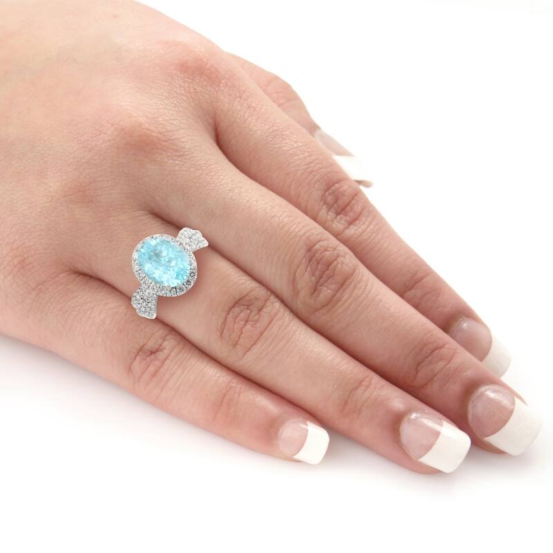 Auriya Platinum 3 1/3ct Oval-Cut Paraiba Tourmaline and 1ct TDW Diamond Halo Engagement Ring