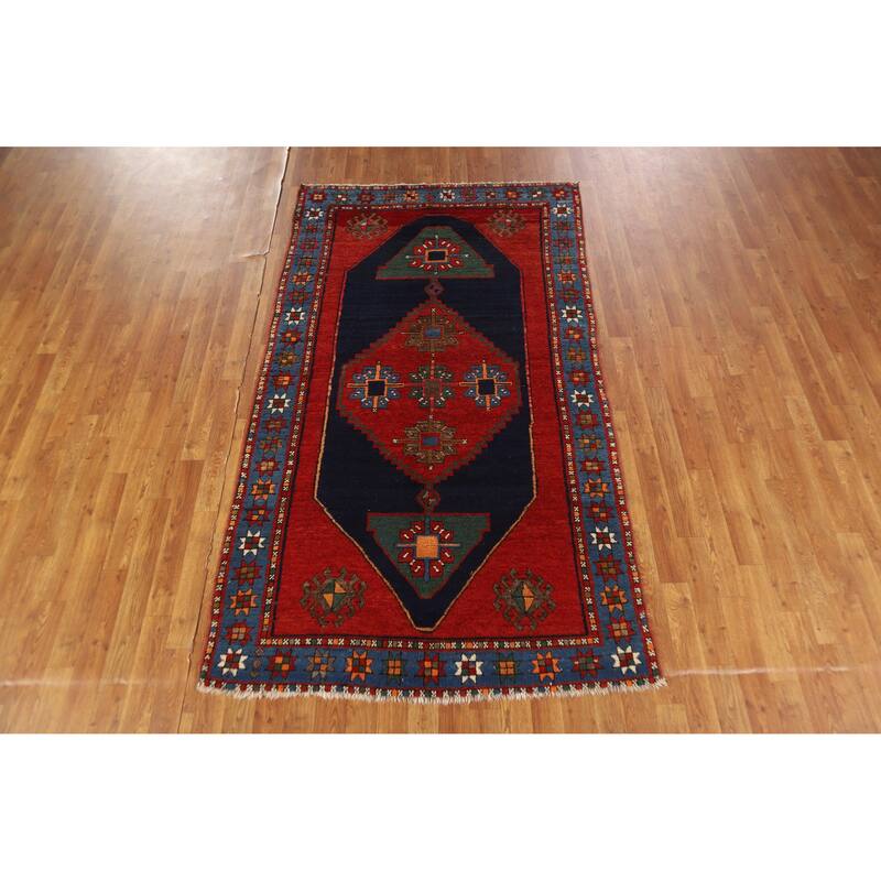 Hand Knotted Oriental 100% Wool Carpet Traditional Tribal Red Kazak Area Rug - 7' 6'' X 4' 2''