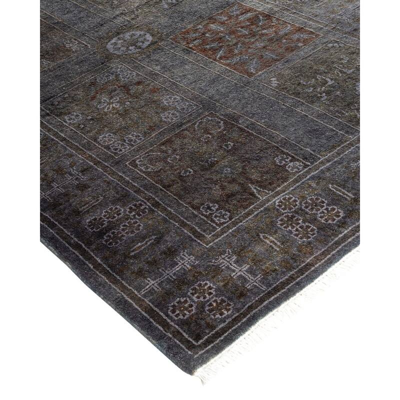Overton Hand Knotted Wool Vintage Inspired Modern Contemporary Overdyed Gray Runner Rug - 2' 8" x 5' 10"