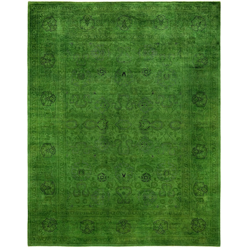 Overdyed One-of-a-Kind Hand-Knotted Area Rug - Green - 8' 2" x 10' 5"