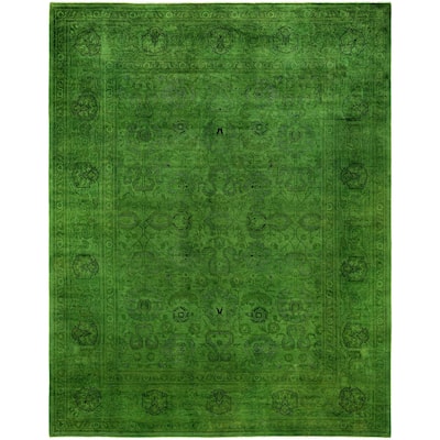 Overdyed One-of-a-Kind Hand-Knotted Area Rug - Green - 8' 2" x 10' 5"