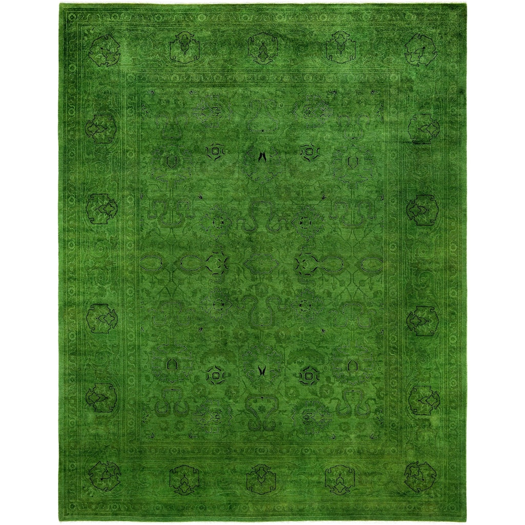 Overdyed One-of-a-Kind Hand-Knotted Area Rug - Green - 8' 2" x 10' 5"