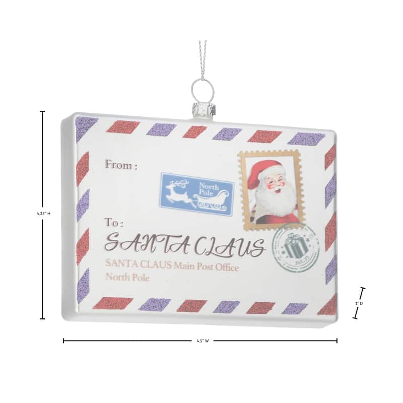 4.25" Glass "Santa Claus" Post Card Ornament Set of 3
