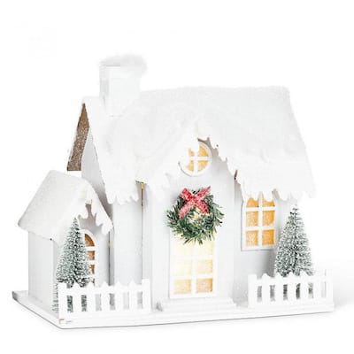 Snowy House With Led Lights Decoration