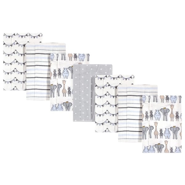 slide 1 of 1, Hudson Baby Infant Boy Cotton Flannel Burp Cloths 7pk, Royal Safari, One Size - Royal Safari - One Size One Size - Royal Safari