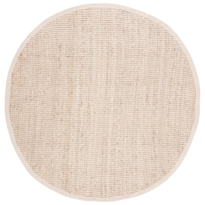 SAFAVIEH Handmade Natural Fiber Beacon Jute Rug - 7' Round - Bleach/Ivory