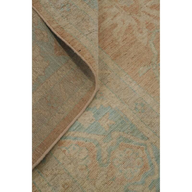 Hand Knotted Transitional Wool Orange Floral Area Rug - 15' 0'' X 12' 3''
