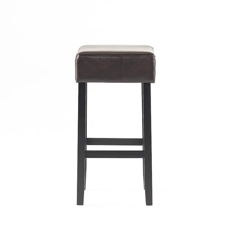 Lopez 30-inch Brown Reconstituted Bycast Leather (Recast) Backless Bar Stools (Set of 2) by Christopher Knight Home