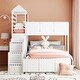 preview thumbnail 2 of 7, Modern Versatility galore Stairway Twin Over Full House Bed,Bunk Bed with Two Shelves and Seven Drawers