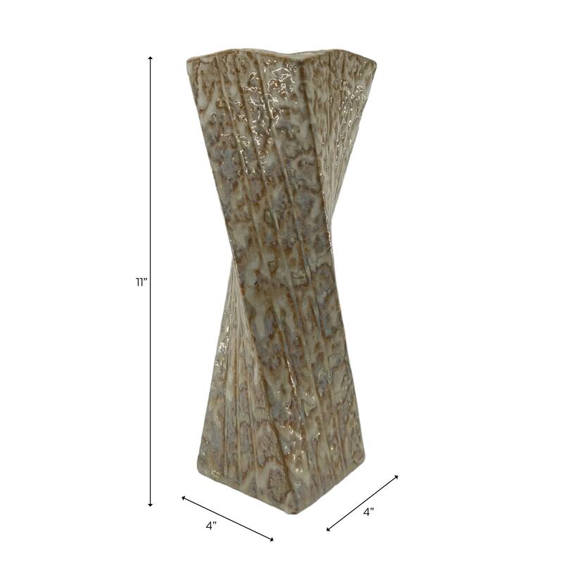 Decorative Vase - Ivory Ceramic Twist Design