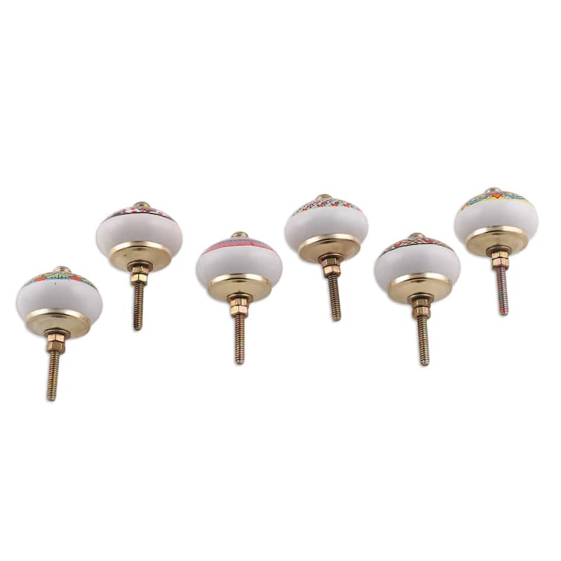Novica Handmade Moroccan Delight Ceramic Knobs (Set Of 6)