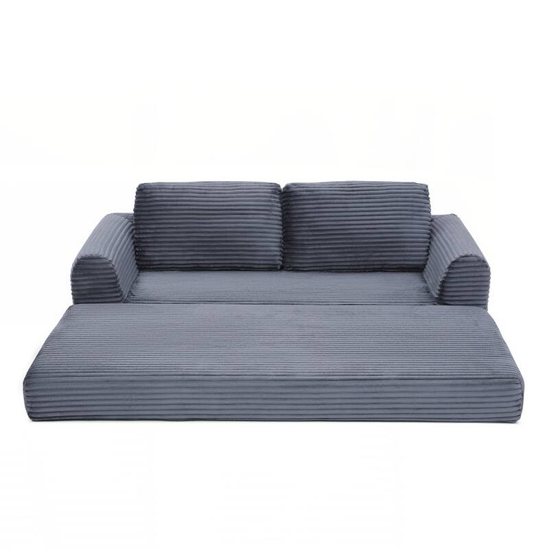Modern Corduroy Sleeper Couch , Futon Modular Upholstered Boneless Sofa